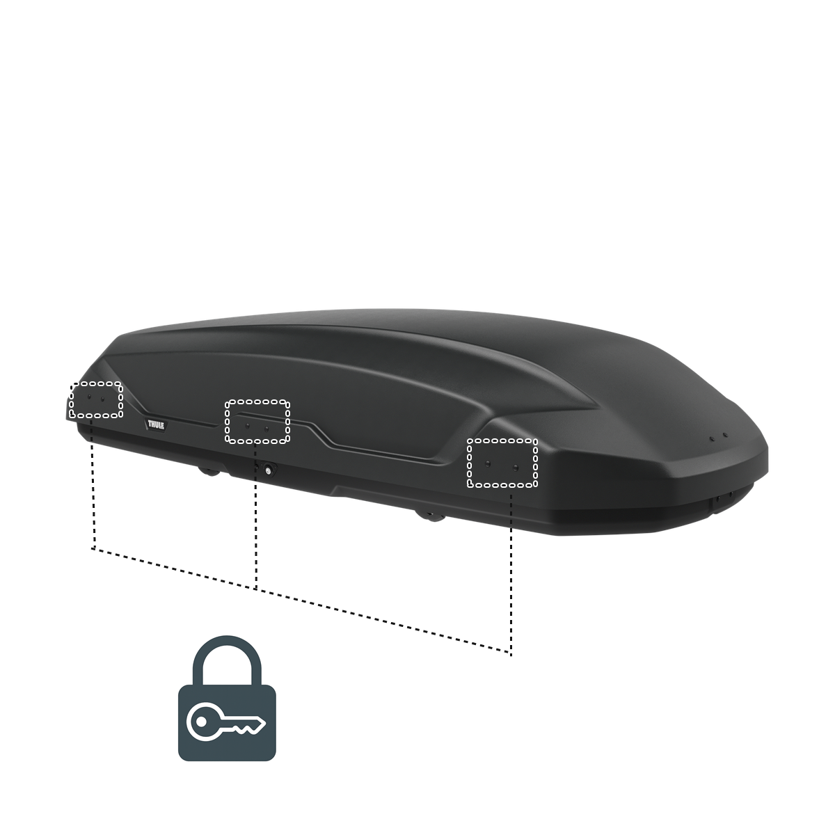 Thule Pulse 2 — centralny zamek ryglowany w trzech punktach.